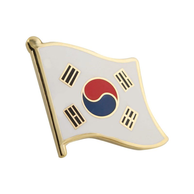 Korea Flag Pin with Waving Flag Shape