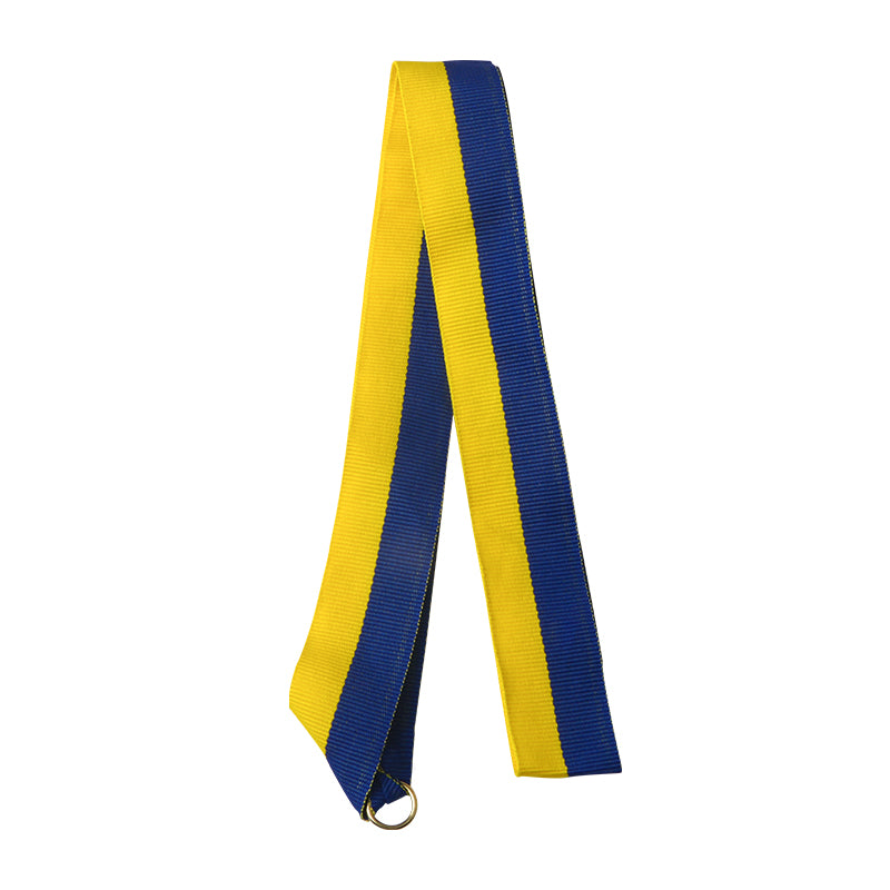 Medal Lanyard with Hook - Yellow & Blue Stripe