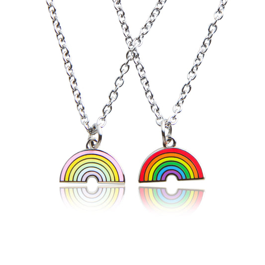 LGBT Progress Pride Rainbow Enamel Necklace whole sale