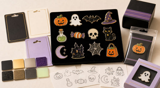 Halloween enamel pin design ideas mood board.