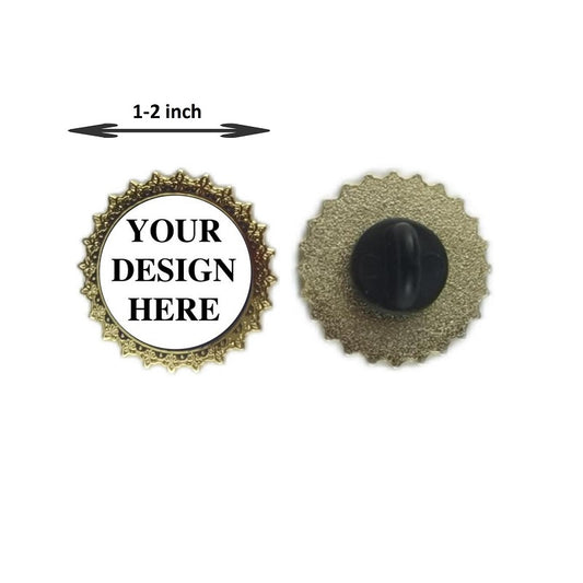 Full Color Custom UV printing Engraved Lace Round Pins & Badges