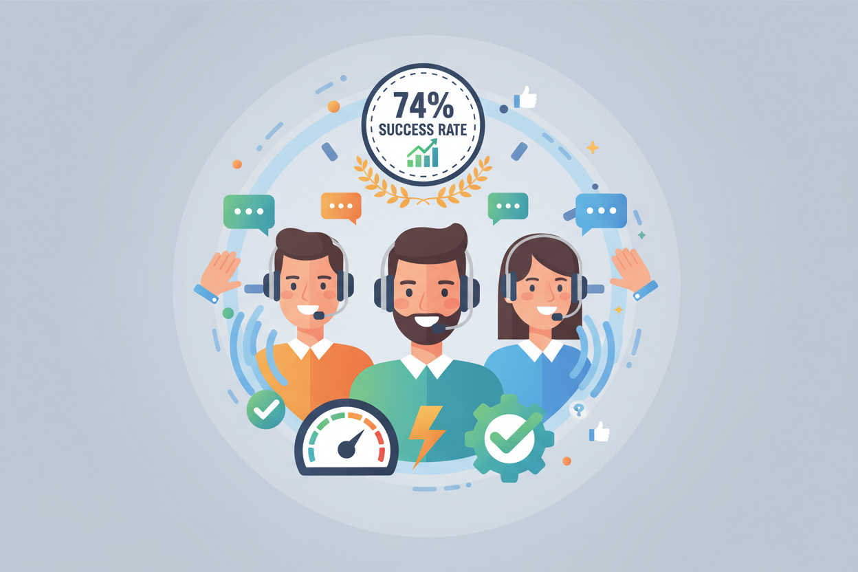 Our support team is available around the clock, achieving an industry-leading 74% first contact resolution rate