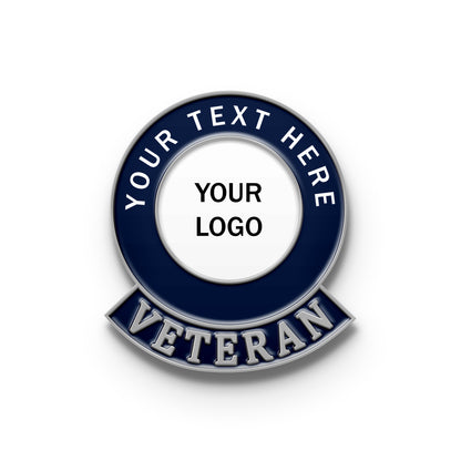 Veteran Pin with Custom Text & Center Logo