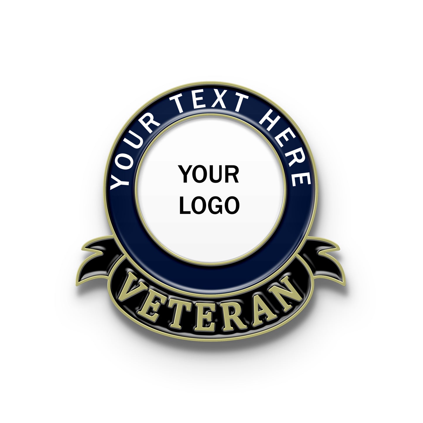 Veteran Pin with Custom Text & Center Logo