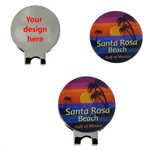 Fast Custom Full Color UV Print Round Golf Cap Clip