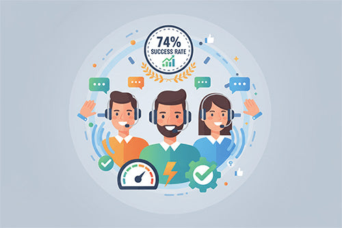 Our support team is available around the clock, achieving an industry-leading 74% first contact resolution rate