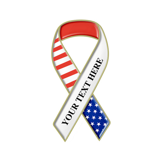 American Flag Ribbon Pin Gold