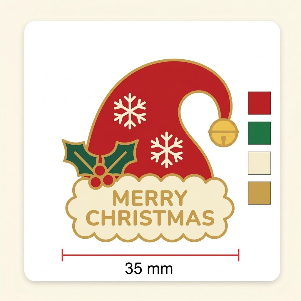 Digital holiday pin proof showing the shape, colors and wording for review