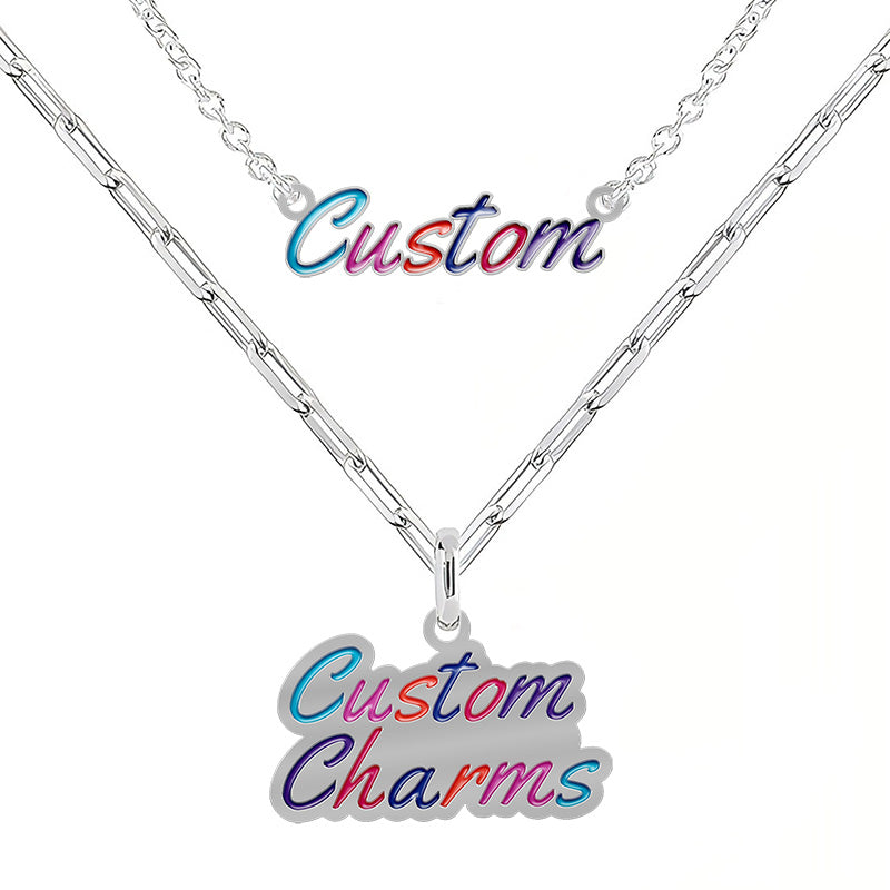Custom Necklaces Charm, Open size, Silver