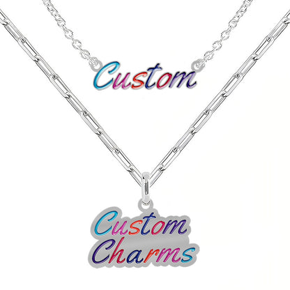 Custom Necklaces Charm, Open size, Silver