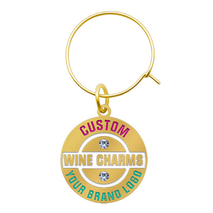 Custom Wine Charms Set with diamonds, Open size