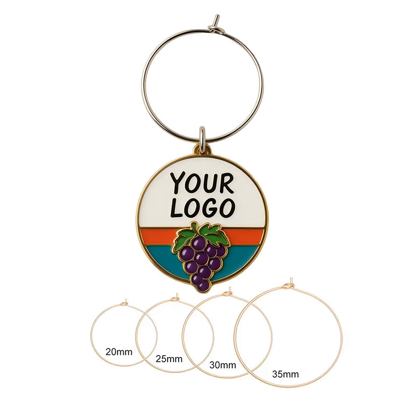 Custom Wine Charms, Open size, Grape pattern​