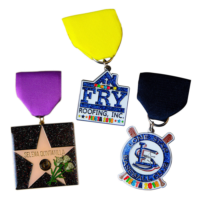 Custom Fiesta medals with glitters