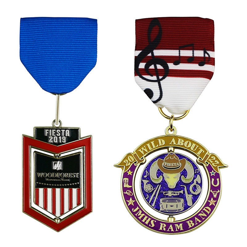 Custom fiesta medals with 360° rotation spinners