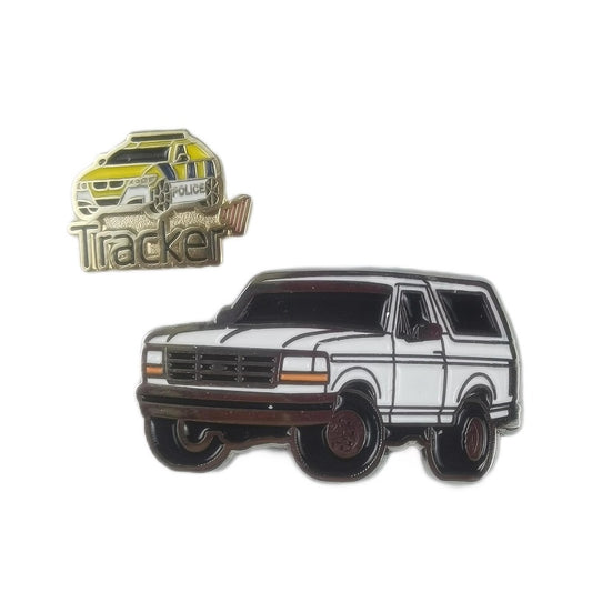 A collection of custom pins featuring different car designs.