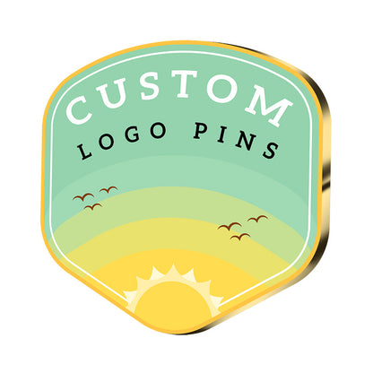 irregular-shaped printed pin with UV or silkscreen printing, single or double-sided option