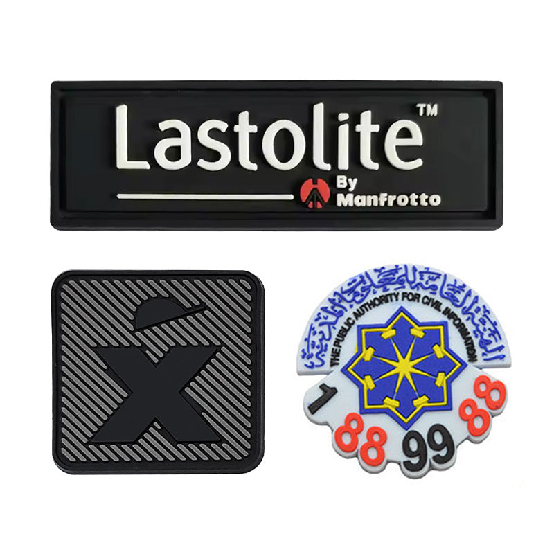 Custom PVC logo label patch; soft PVC branding tag; no pin backing