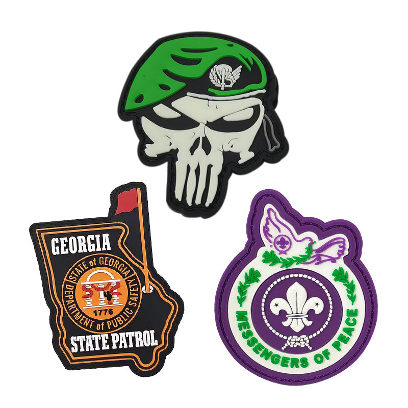 Custom PVC patches; soft PVC rubber patches with embossed design; branding patches.