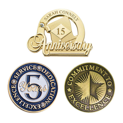Employee Pins with Custom Milestone Texts