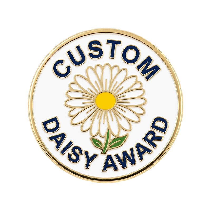 Custom Daisy Award badge with a daisy flower on a white background