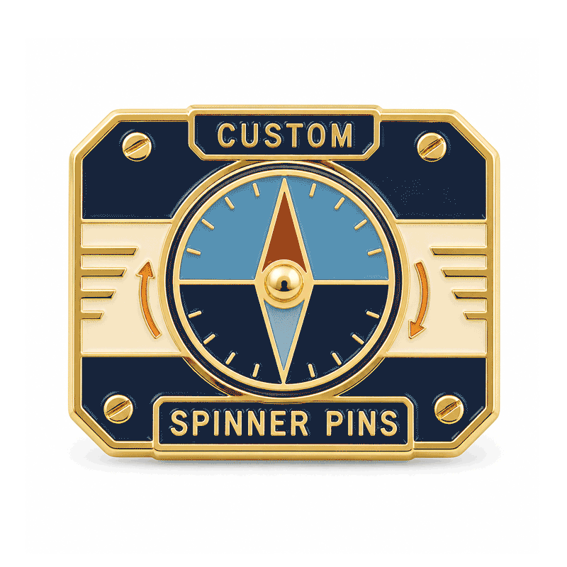 Animated custom spinner pin demonstrating the rotating compass centerpiece
