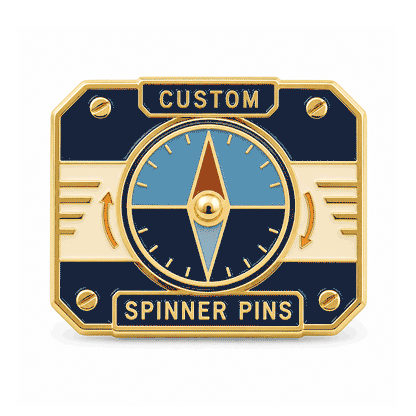 Animated custom spinner pin demonstrating the rotating compass centerpiece