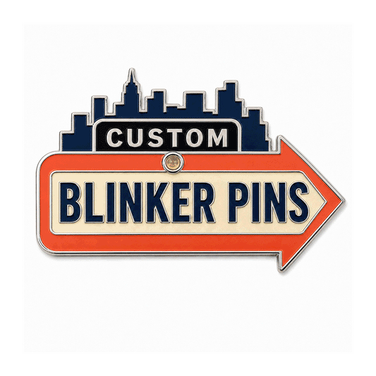 Animated custom blinker pin showing the flashing light on an arrow design