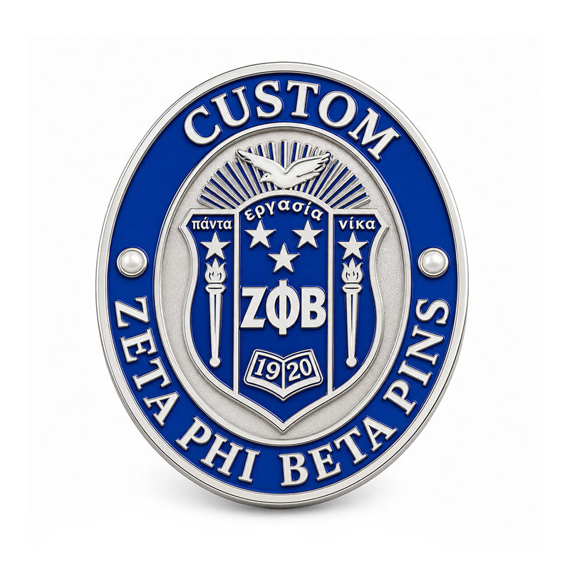 Zeta Phi Beta Pins Silver shown as a custom enamel pin on a clean white background