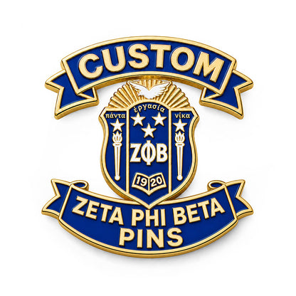 Zeta Phi Beta Pins shown as a custom enamel pin on a clean white background