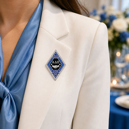 Alpha Delta Pi Pins displayed in a realistic use setting