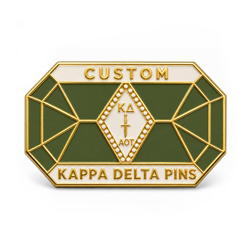 Kappa Delta Pins Gold shown as a custom enamel pin on a clean white background