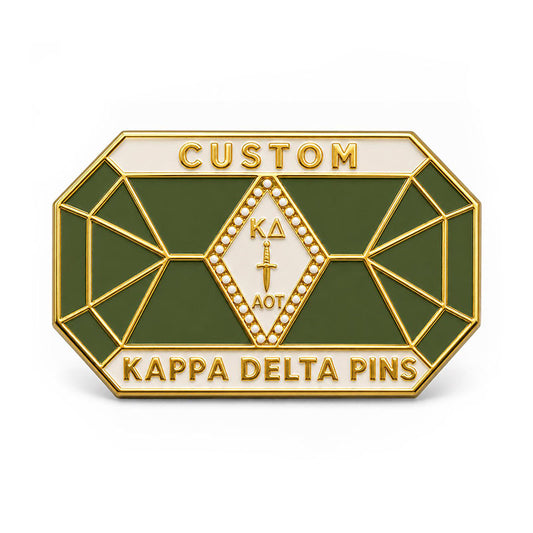 Kappa Delta Pins Gold shown as a custom enamel pin on a clean white background