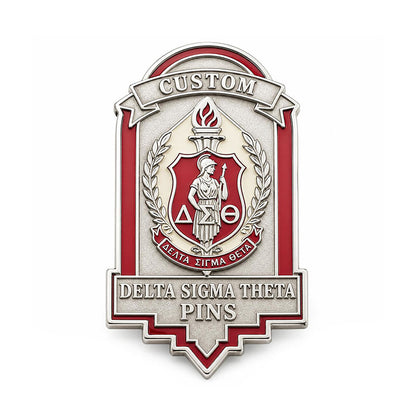 Delta Sigma Theta Pins shown as a custom enamel pin on a clean white background