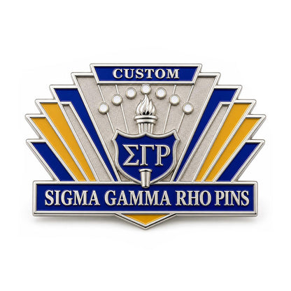 Sigma Gamma Rho Pins Geometric Plaque shown as a custom enamel pin on a clean white background