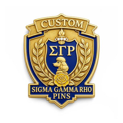 Sigma Gamma Rho Pins shown as a custom enamel pin on a clean white background