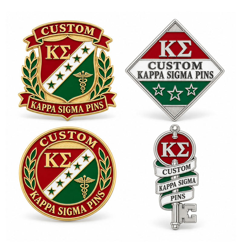 Custom Kappa Sigma pin displayed in a black presentation case