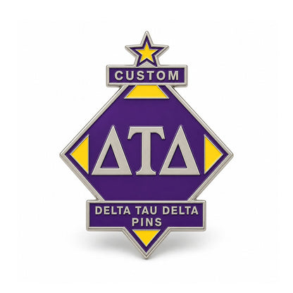 Silver-tone custom Delta Tau Delta pin with detailed enamel fraternity emblem