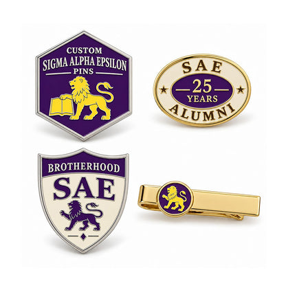 Custom Sigma Alpha Epsilon pin displayed in a black presentation case