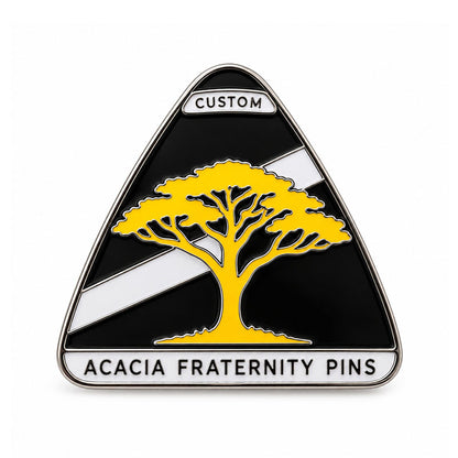 Silver-tone custom Acacia fraternity pin with detailed enamel fraternity emblem