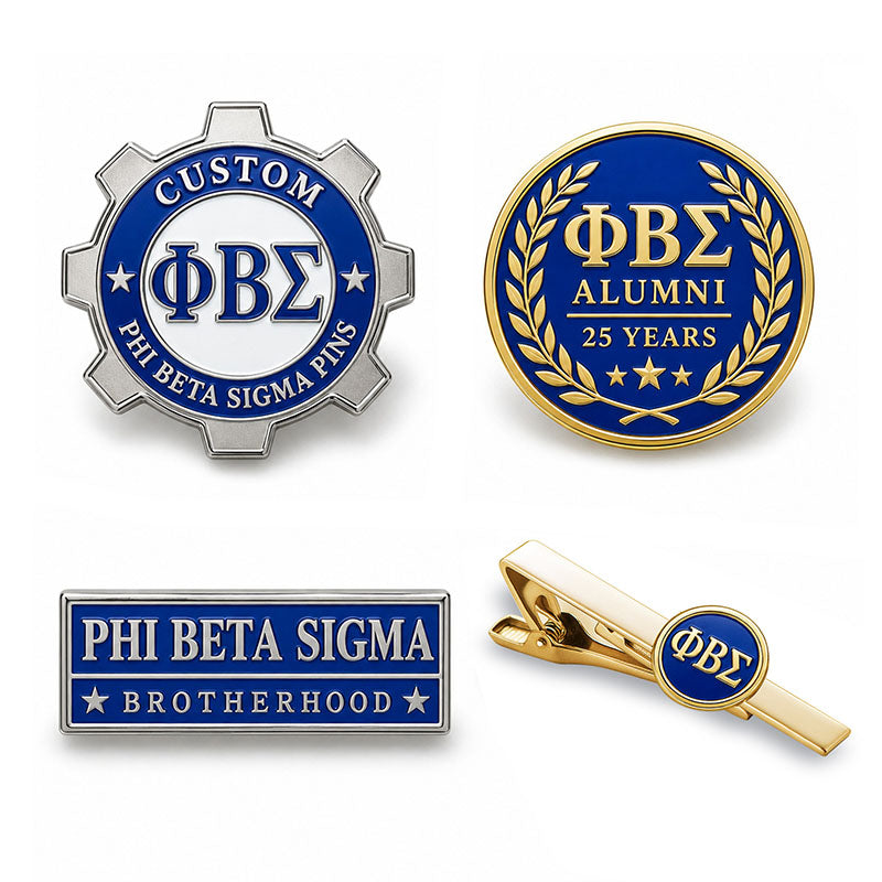 Custom Phi Beta Sigma pin displayed in a black presentation case