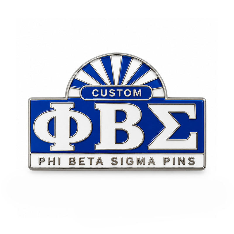 Silver-tone custom Phi Beta Sigma pin with detailed enamel fraternity emblem