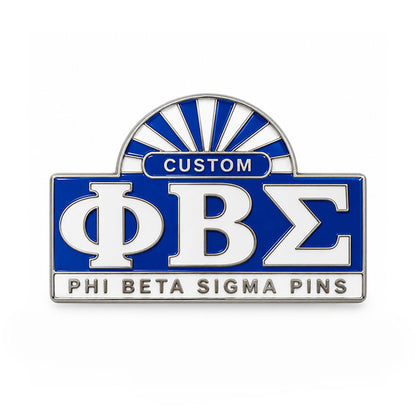 Silver-tone custom Phi Beta Sigma pin with detailed enamel fraternity emblem