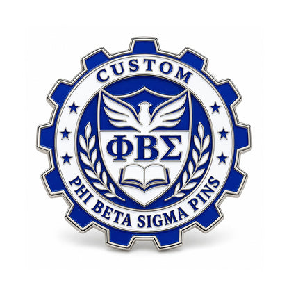 Gold-tone custom Phi Beta Sigma pin with detailed enamel fraternity emblem