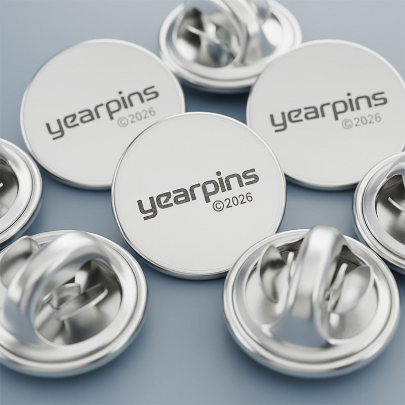 A laser or mold stamped enamel pin back stamp adds authenticity and protects your design from imitation.