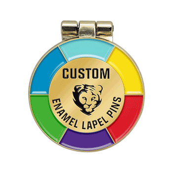 Hinged Custom Pins in Gold and Blue Hard Enamel with 3D Raised Tiger Head Emblem and a 3D Hinged Pendant for Two Adjustable Wearing Modes and Featuring Custom Text for Versatile Promotional and Commemorative Use