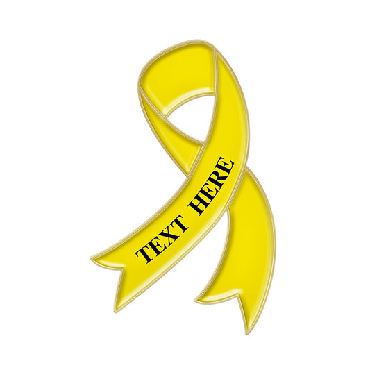 Custom Yellow Ribbon Pin with Gold Plating