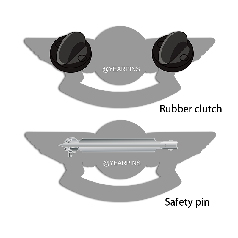 Custom tab wing pins -digital printing 2 inch