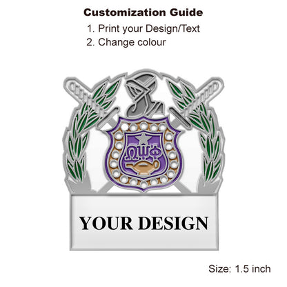 Silver Fraternity Pin with Custom Design; Omega Psi Phi; Laurel Leaf