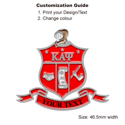 Silver Fraternity Pin with Custom Text; Kappa Alpha Psi