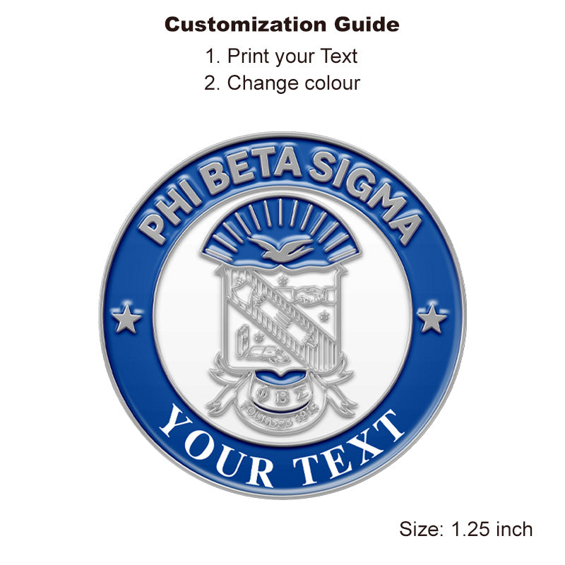Silver Fraternity Pin with Custom Text; Phi Beta Sigma